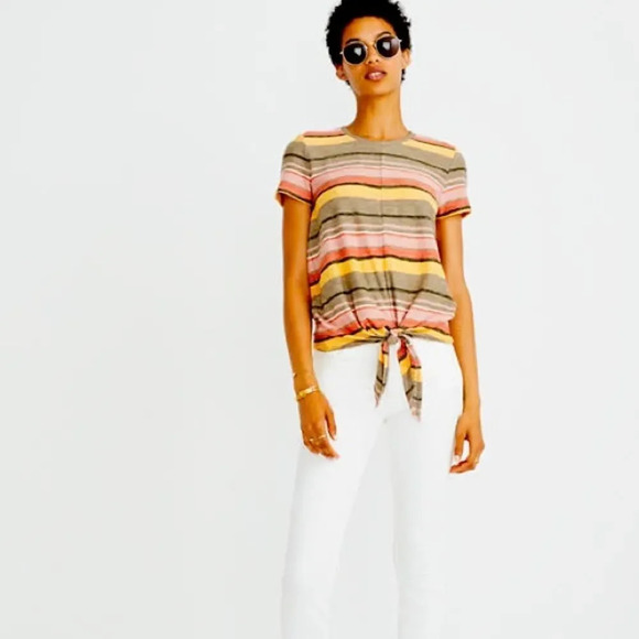 Madewell Texture & Thread Modern Tie Front Top - Picture 1 of 8